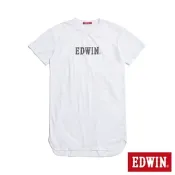 EDWIN 女裝 人氣復刻款 經典LOGO長版短袖T恤-白色