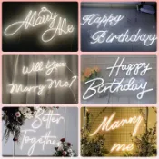 【客製化】霓虹燈 發光字 定制求婚燈marryme表白婚禮發光字派對佈置生日快樂led霓虹燈牌