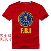 【FBI 聯邦調查局】【男生版XL尺寸】紅色款式短袖T恤(現貨供應 下標後可以立即出貨)