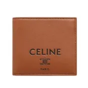 【CELINE】Logo Bi-fold 羊皮 零錢包 卡夾 皮夾 短夾 棕褐色 黑色 10C873R24.GLK3