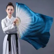 摺疊舞蹈扇 飄扇 biao演扇 舞蹈扇子正染墨藍雙面古典舞biao演秧歌廣場跳舞biao演長稠大扇子