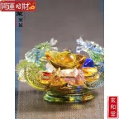 💰玄和緣堂💰雙龍戲珠琉璃聚寶盆擺件風水招財辦公室客廳擺聚財放朋友送禮 招財進寶 風生水起 招財流水