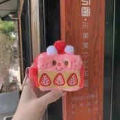 KP🍁韓國ins少女心粉色草莓蛋糕零錢包便攜式考拉零錢包毛絨迷你耳機包卡通可愛硬幣包收納包鑰匙包