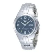 SEIKO 5號機芯細格紋機械腕錶-銀X藍-SNZB51J1