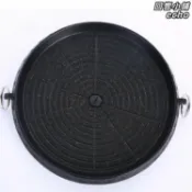回響小舖 【麥飯石不沾】圓形烤盤 烤肉鍋 燒烤盤 無煙烤盤 不沾烤盤 家用烤肉盤 戶外露營烤盤 韓國直供 導油設計 輕煙少油