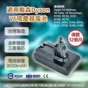 【Dyson V6電池】高容量3000mAh鋰電池 副廠電池 吸塵器配件(加贈前後濾網組)
