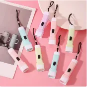【果凍色】馬卡龍小手電筒 迷你隨身照明燈 創意掛件 帶掛繩彩色方頭 兒童節禮物 戶外 鑰匙圈手電筒 強光應急燈