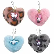小禮堂 Sanrio 三麗鷗 絨毛愛心手機吊飾 (高校款) Kitty 美樂蒂 酷洛米