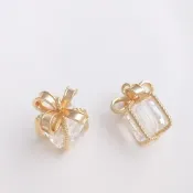 宏雲Hongyun-ala- 14K包真金保色鑲嵌方糖彩鋯禮物盒禮品包吊墜手工diy項鍊飾品掛件