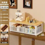 💓臺灣好物💓免運💓 桌面置物架中古風分層抽屜式咖啡機杯子放置架茶包茶杯收納儲物架O17