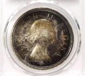 ［己售］英屬南非1955粘伊麗莎白二世跳零揚版5先令精製銀幣PCGSPF65，值徑38.61嘸嘸，重28.28