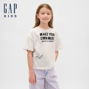  Gap 女童裝 Gap x Snoopy史努比聯名 印花圓領短袖T恤-白色(817655)