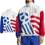 【adidas 愛迪達】Gr Wvn Tt 男款 白藍紅色 足球 世界盃 美國 立領 拉鍊 夾克 外套 KC5442