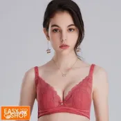 EASY SHOP-花羽-豐滿胸型擺脫悶熱法式薄杯不露點內衣-氣質玫瑰粉