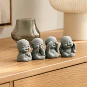 (店+)小頑童公仔 小沙彌 青砂石材質 迷你尺寸 4公分 實心材質 裝飾 水族箱 茶盤 佛桌 供桌 盆栽 園藝 造景