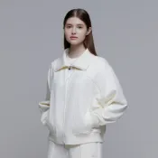 【國家地理服飾】女裝 LEPUS 有領拉鍊外套 - 淺米色