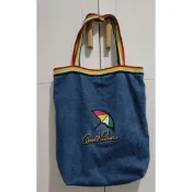 Arnold Palmer 正反 側肩背包 手提包 帆布包雨傘牌 刺繡 托特包 帆布包 手包 肩背包 二手牛仔深藍色