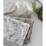 韓國布 布料 花草圖案 野花 薔薇花 印花布 綿 + 亞麻 拼布 手作 Cotton Linen Rose