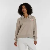 【NEW BALANCE】NB 半開襟長袖上衣 長袖上衣 大學T 女款 棕色(WT51513ADS-F)