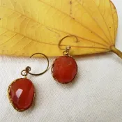 巢_紅玉髓銅耳環