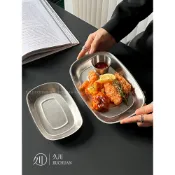 ZERO LIGHT美式創意小吃盤不銹鋼燒烤盤涼菜盤薯條炸雞盤專用盤長方形水果盤