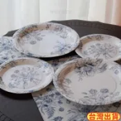 台灣出貨+免運 可開統編 一次性餐具 一次性中式紙盤 青花瓷露營野餐盤子 燒烤盤 水果盤 甜品盤 kty蛋糕盤 生日蛋糕