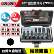 【小楊汽車工具】1/2“ 星型套筒組 7PCS 4分 四分 星型 凸12角 凸 十二角 星形 套筒 7件