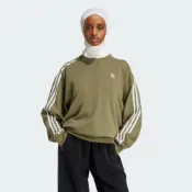 ADIDAS 大學T 3S CREW OS 橄欖綠 三線 基本款 寬版 長袖 女 IY4693