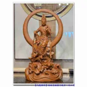 【九龍佛具】圓月觀世音 自在觀音 觀音媽 降龍觀自在﹝頂級肖楠 一尺六高﹞佛像神桌佛桌佛櫥佛聯神明彩公媽龕佛俱用品@板橋