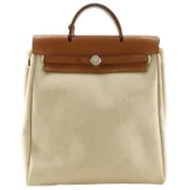 【DOKODEMO】愛馬仕 Herbag add PM 雙肩包/日用包，Toile H 帆布，2000 年款，米色，□ D淨化草本肩包，手提包，兩用，A5 尺寸，皮帶扣，Herbag add PM，女士 [二手]