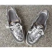 *鞋率*全新專櫃Sperry 女鞋 銀 真皮 皮鞋 帆船鞋 休閒鞋 編：ab502