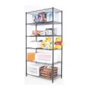 (店+)【旺家居生活】烤黑91x45x180cm六層架《現貨/免運費》展示架 收納櫃 層架 鍍鉻架 收納架 倉儲架 鐵力士架  《旺家居生活》