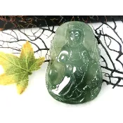 [Disk水晶][平安光明]老坑冰種滿綠~水月觀音法相雕墜KD-09(56x38x6.5mm19g)