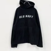 【DOKODEMO】古著 2000 年代 Old Navy 復古抓絨連帽衫，黑色，L 碼