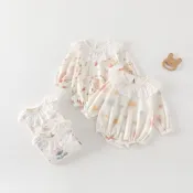 ⭐桃園出貨🔥四季春秋滿月嬰兒衣服純棉包屁衣新生寶寶超萌百天公主哈衣