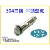 (店+)【天隆五金】304白鐵 平頭壁虎 專利壁虎(2分半)5/16 X 2-1/4吋 平頭膨脹螺絲 台灣製