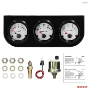 3合1汽車改裝儀表 52mm電壓+水溫+油壓三聯表 12V通用 黑色