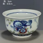 仿古明代成化年制斗彩獅子滾繡球主人杯壓手杯 聞香杯品茗杯全美品