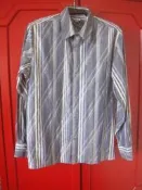 【Paul Smith】灰藍色條紋休閒襯衫 L號