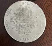 玩代用幣的看過來，美國阿拉斯加1963年發行的代用幣，幣文翻譯（，在1963.11.5前在阿拉斯加sitka-