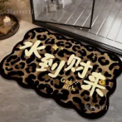 🥗🥗新款地墊硅藻浴室豹紋地墊輕奢吸水防滑家用衛生間門口耐髒地毯腳墊速幹