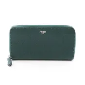 【DOKODEMO】【二手】Fendi FENDI圓長版皮夾 Selleria 綠色皮革 Selleria 圓長版皮夾 男女通用 二手 B