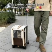 寵物拉桿箱 雙肩貓包 可背可拉 透氣外出航空箱 狗狗貓咪外出籠 交換禮物