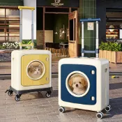(店+)【Quality 聚家】寵物拉桿箱 貓狗外出箱 貓咪旅行箱 小推車 透氣可視/抗壓承重/加大容量/靜音順滑
