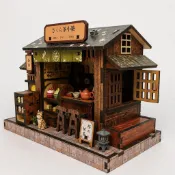 （限時優惠）櫻花茶屋木質拼裝diy小屋日式木屋拼圖和風建築模型生日禮物女