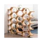 (店+)格子書架置物架現代簡約落地實木展示儲物架蜂巢創意收納架省空間