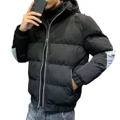 【巴黎精品】現貨+預購 舖棉外套休閒夾克(小清新素色簡約連帽男外套2色a1du44)