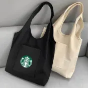 良品優選、、星巴克包韓版帆布包便當帆布包上班族通勤帆布袋ins慵懶風可摺疊
