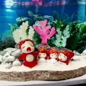《AsFun》崖上的波妞➕夜光珊瑚 套組 水族造景 魚缸造景 水族裝飾 宮崎駿 小碳球 水族箱裝飾 園藝裝飾 公仔 波妞