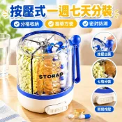 【按壓式一週七天分裝】藥盒 保健食品分裝盒 圓形分藥盒 便攜式收納盒 維他命 vitamin 藥品分裝 長輩最愛